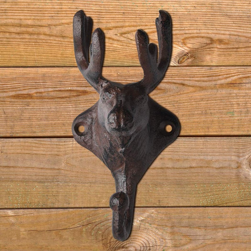 BRASSTAR Vintage Cast Iron Deer Head Antlers Wall Hooks/Hanger - Living Room Bathroom Room Kitchen Wall Decoration Coat Hooks Rustic PTZY226 - Image 3